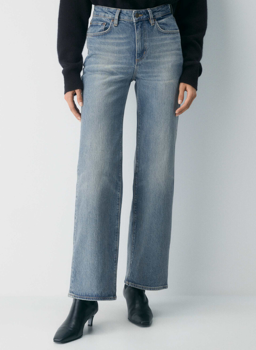 blugi denim forum remy cu talie înaltă vintage albastru mediu