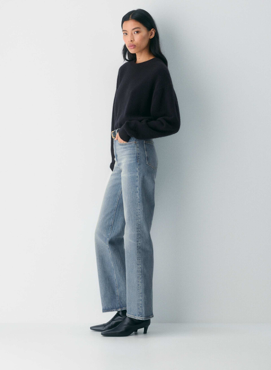 blugi denim forum remy cu talie înaltă vintage albastru mediu