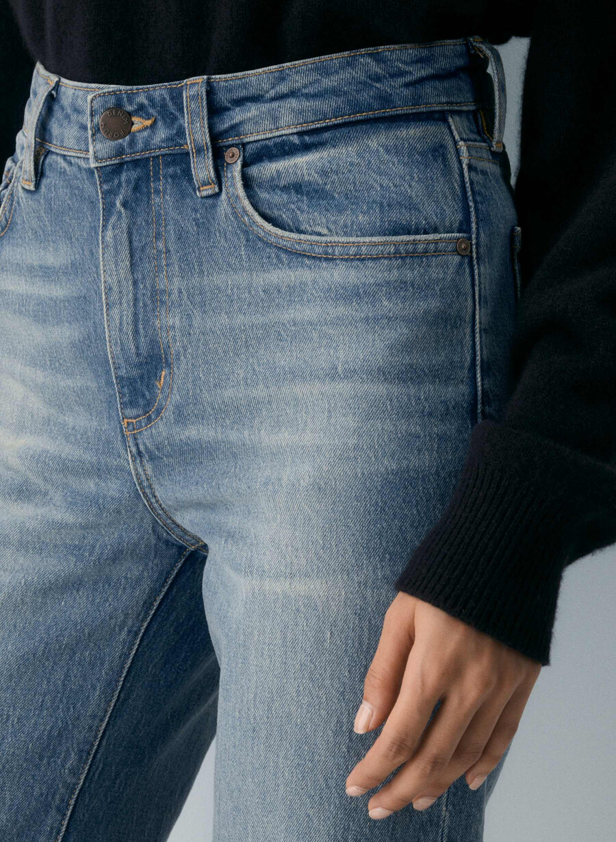 blugi denim forum remy cu talie înaltă vintage albastru mediu
