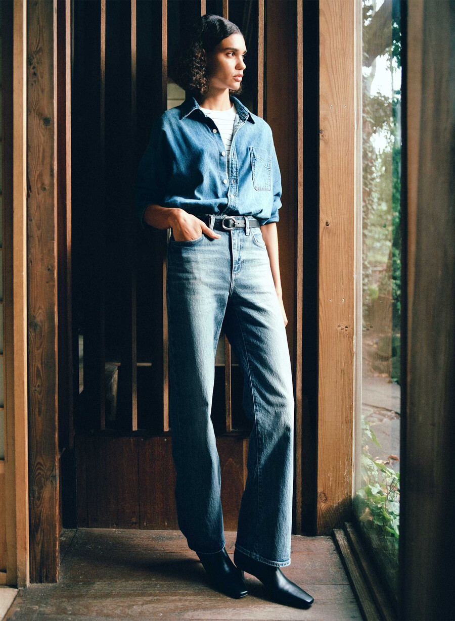 blugi denim forum remy cu talie înaltă vintage albastru mediu