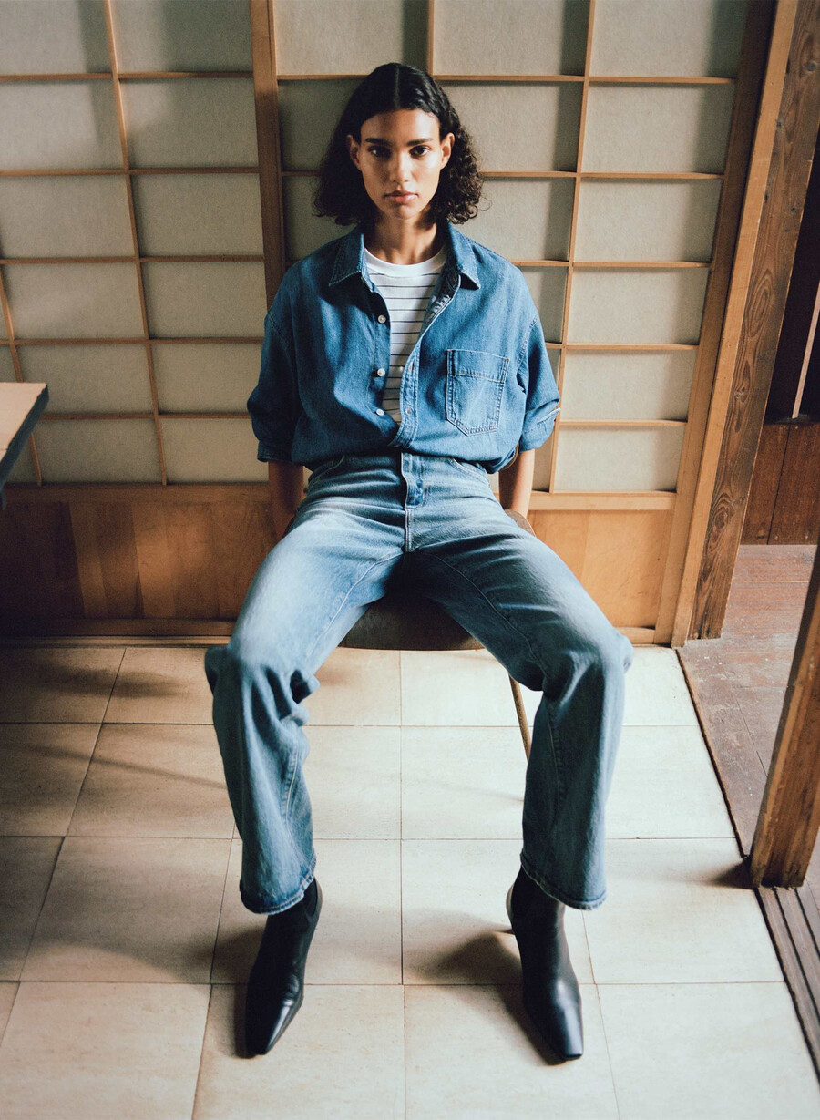 blugi denim forum remy cu talie înaltă vintage albastru mediu