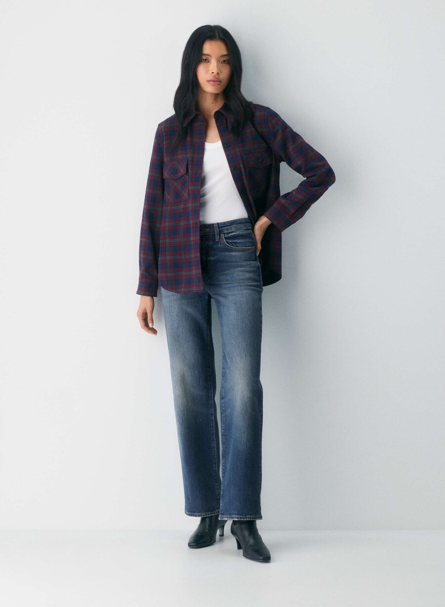 blugi denim forum remy cu talie înaltă vintage albastru Închis