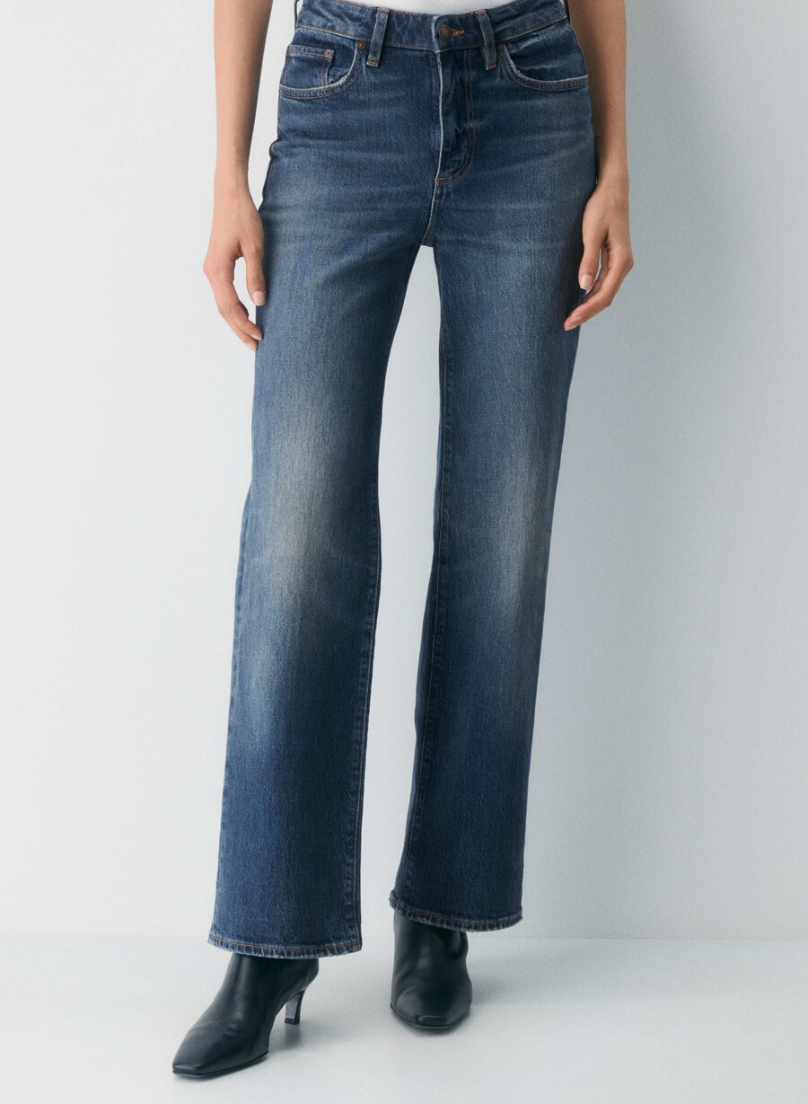 blugi denim forum remy cu talie înaltă vintage albastru Închis