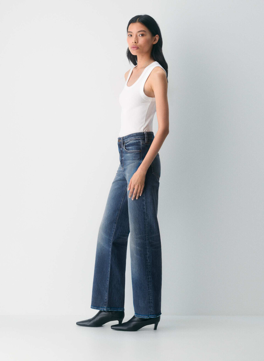 blugi denim forum remy cu talie înaltă vintage albastru Închis