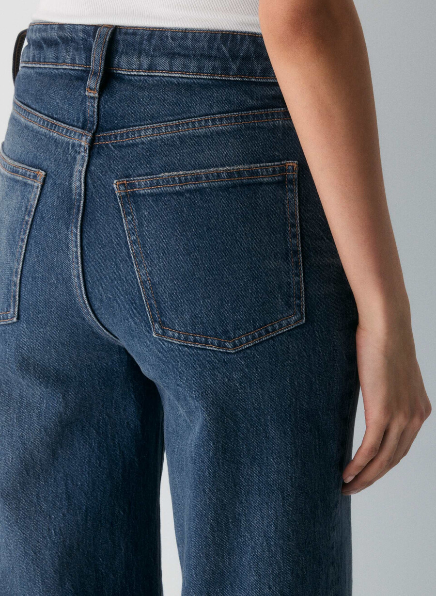 blugi denim forum remy cu talie înaltă vintage albastru Închis