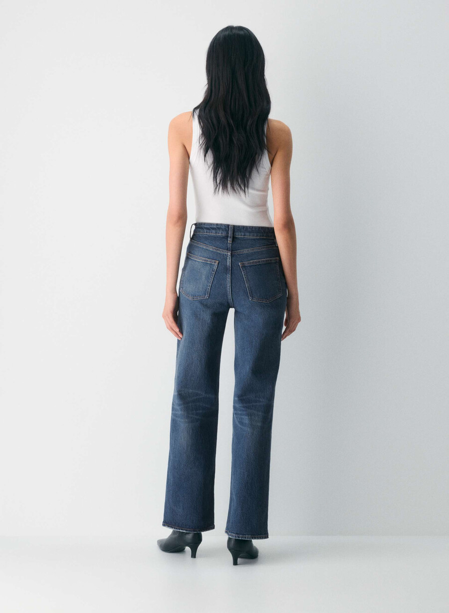 blugi denim forum remy cu talie înaltă vintage albastru Închis