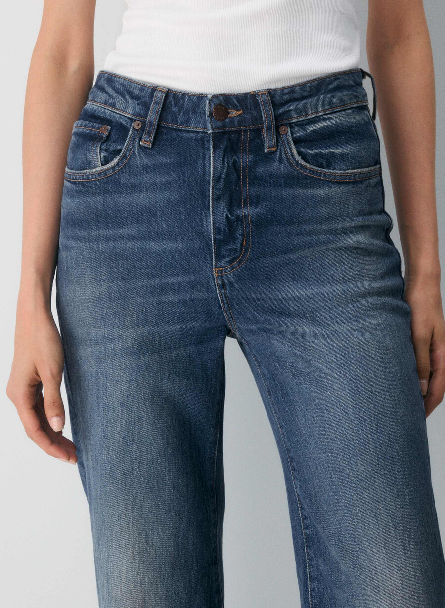 blugi denim forum remy cu talie înaltă vintage albastru Închis