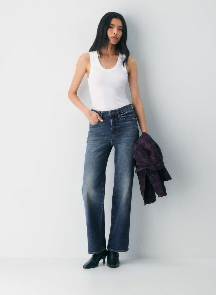blugi denim forum remy cu talie înaltă vintage albastru Închis