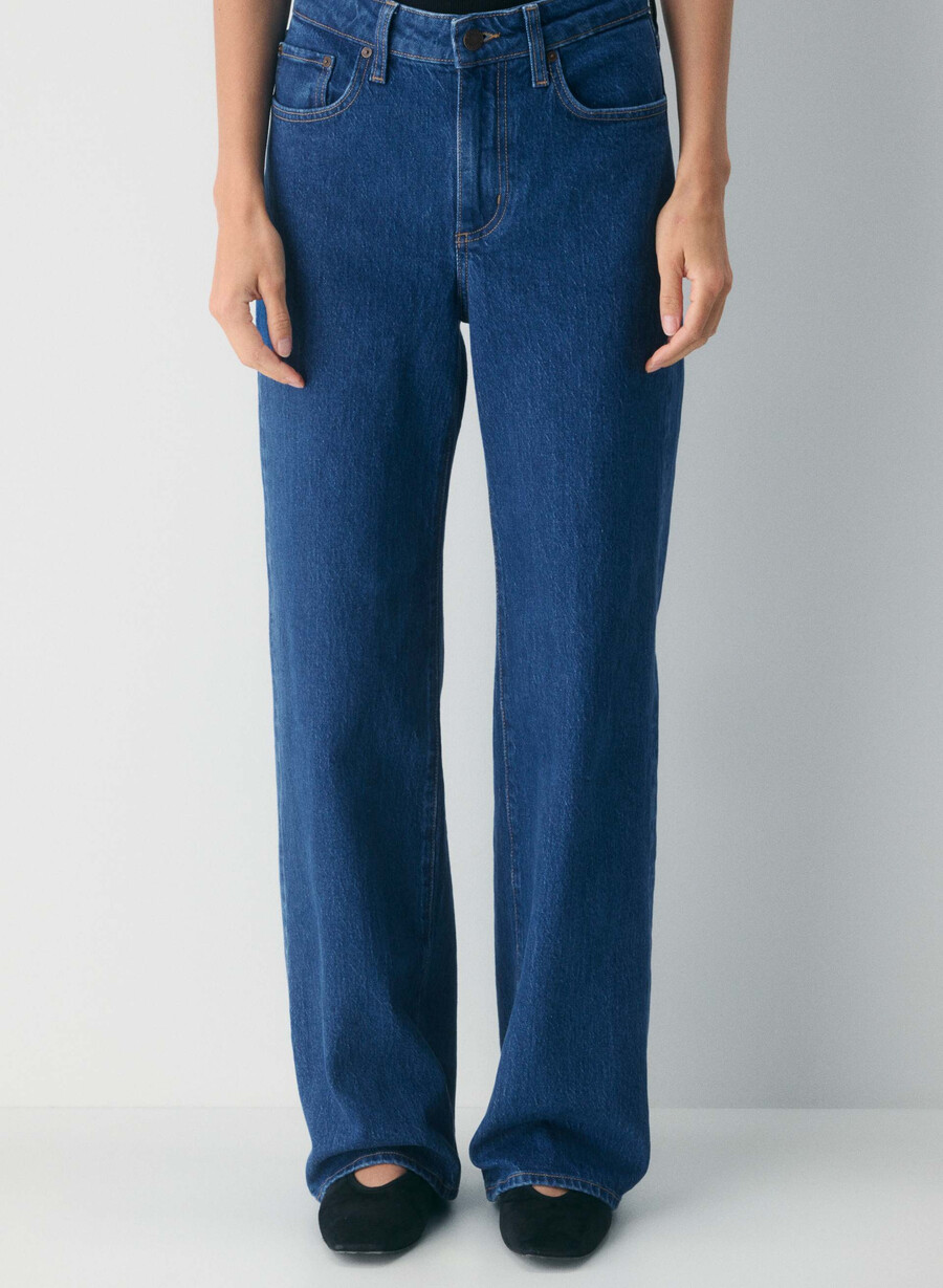 blugi denim forum remy cu talie înaltă cu imprimeu albastru mediu