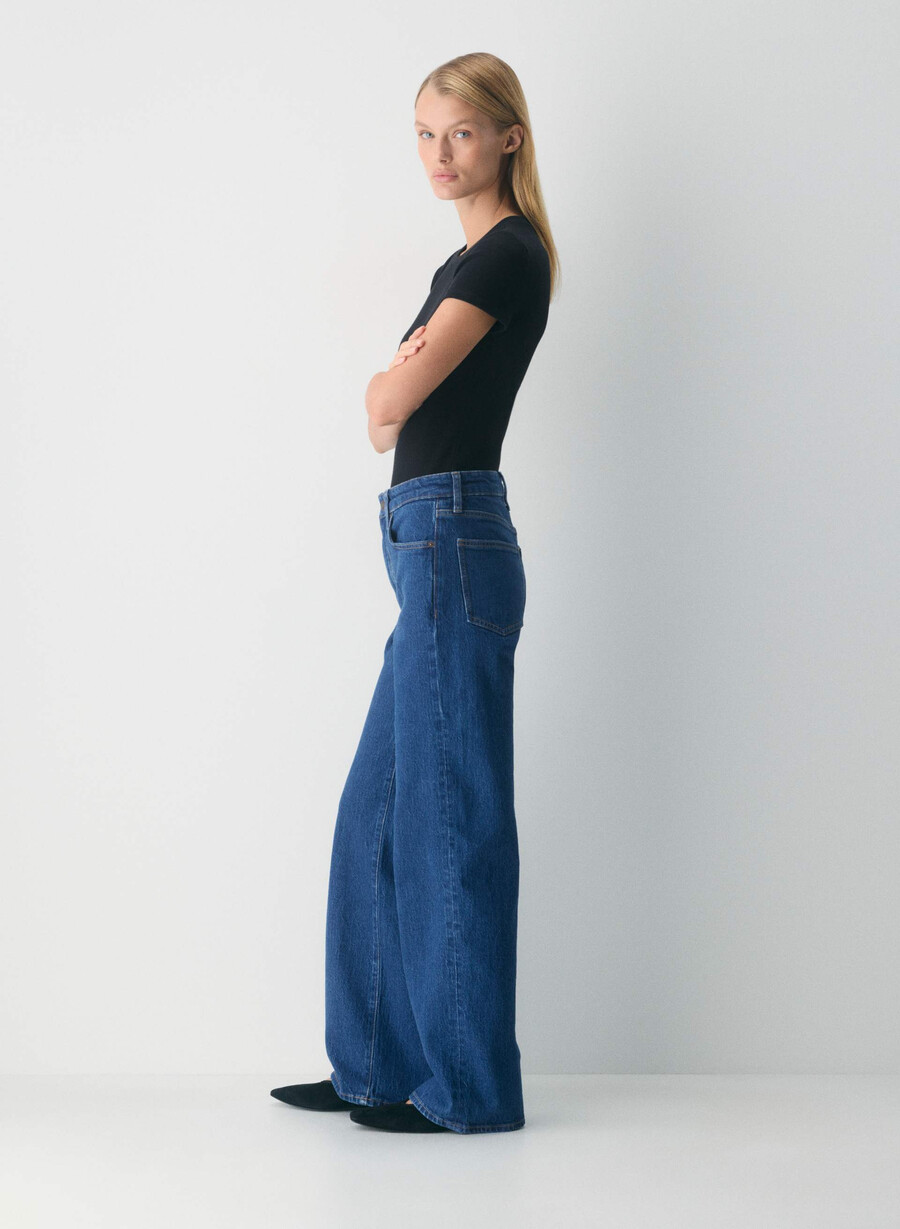 blugi denim forum remy cu talie înaltă cu imprimeu albastru mediu