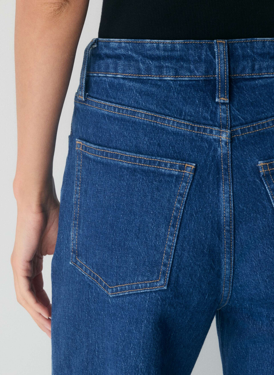 blugi denim forum remy cu talie înaltă cu imprimeu albastru mediu