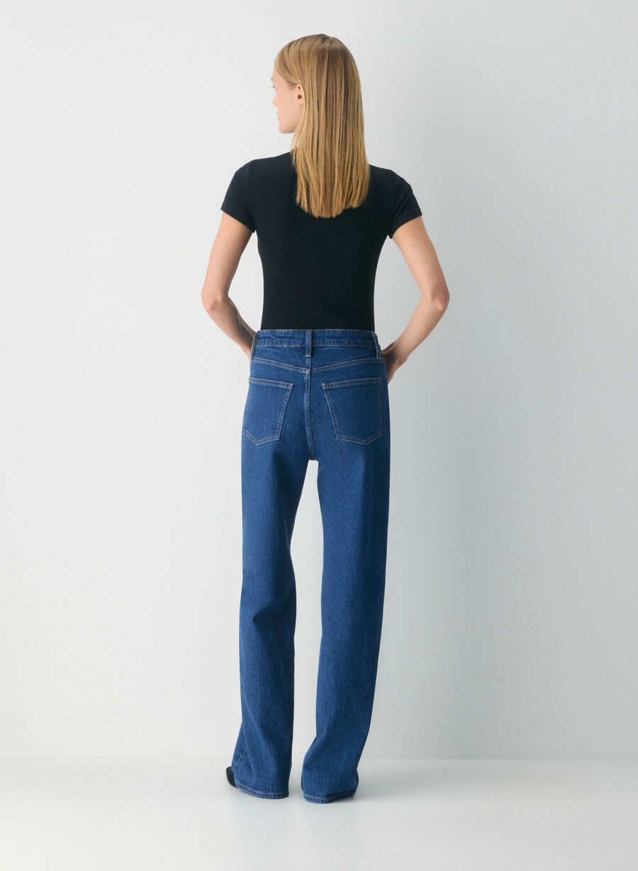 blugi denim forum remy cu talie înaltă cu imprimeu albastru mediu