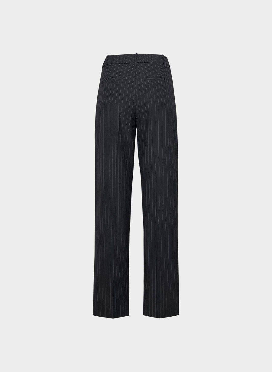 pantalonii the effortless pants - twill blk strp dk nt nvyg