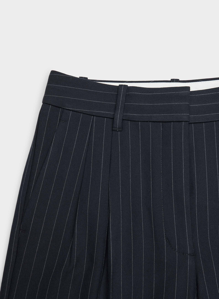 pantalonii the effortless pants - twill blk strp dk nt nvyg