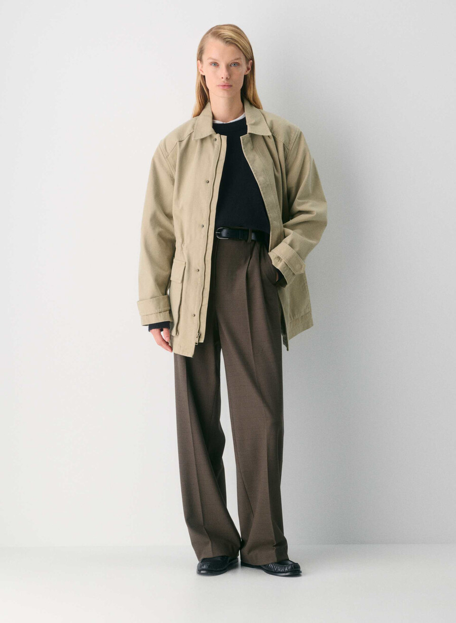 pantalonii the effortless pants - twill blk strp dk nt nvyg