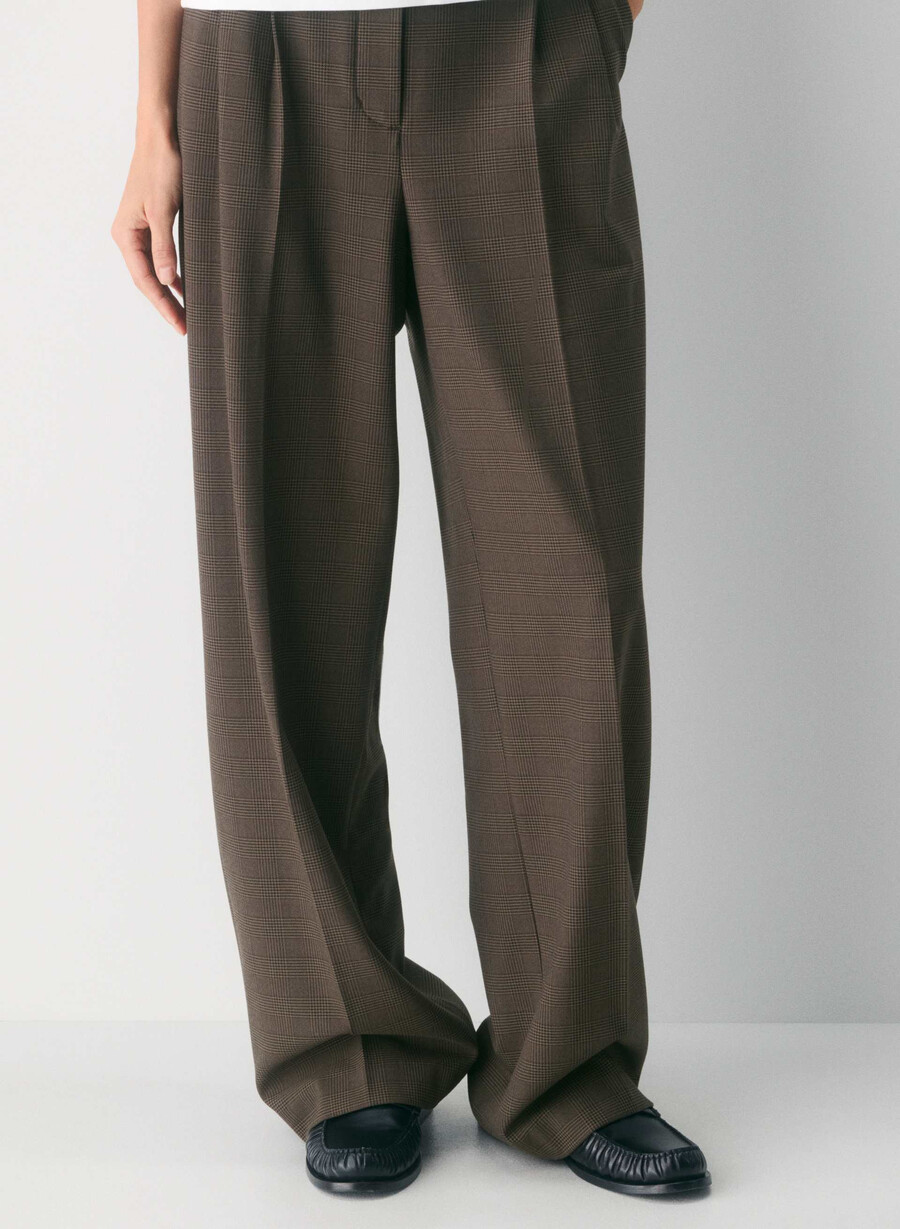 pantalonii the effortless pants - twill blk strp dk nt nvyg
