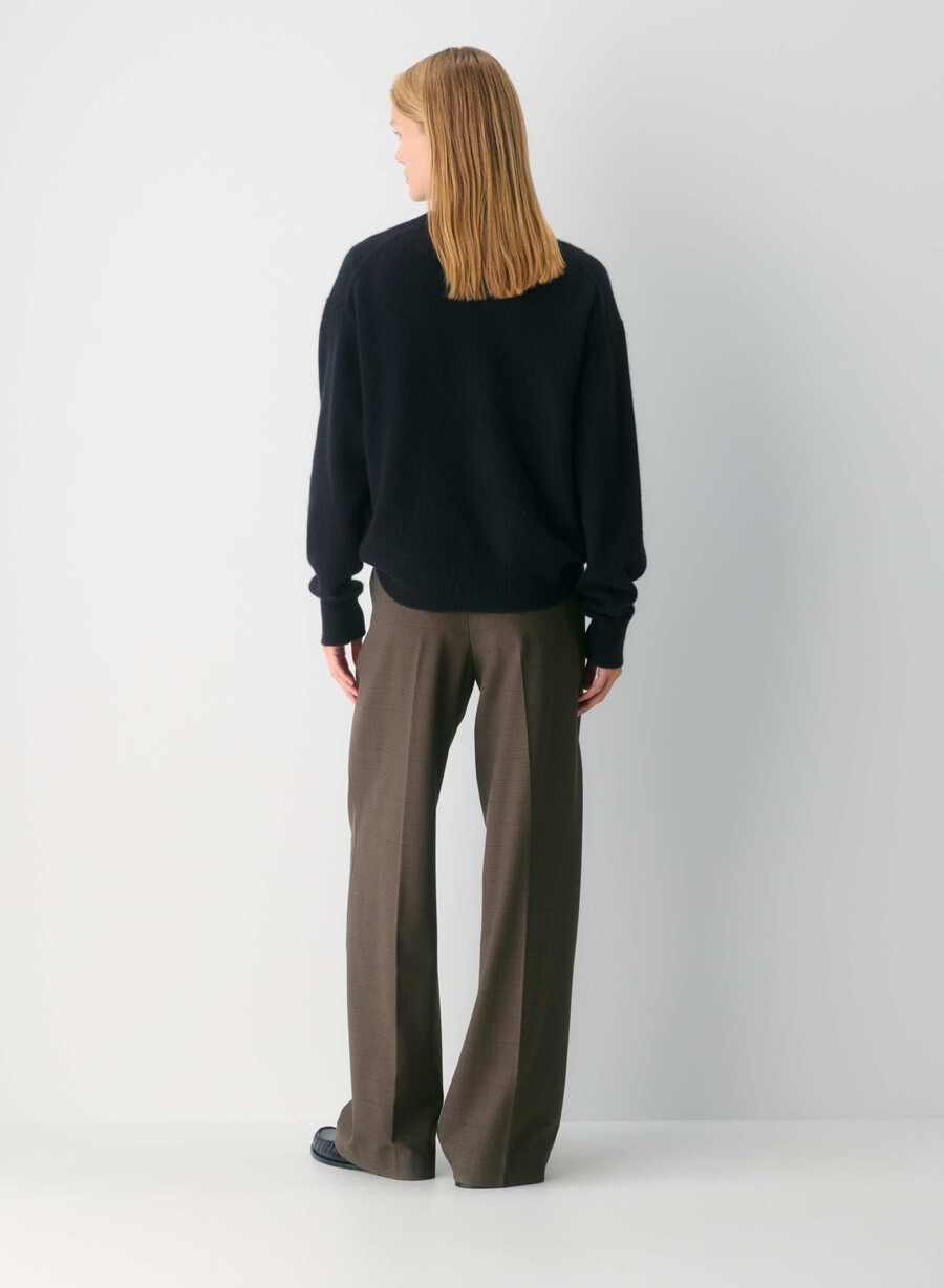 pantalonii the effortless pants - twill blk strp dk nt nvyg