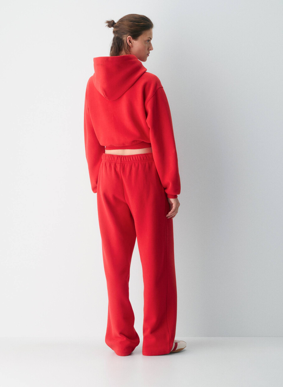 hanorac confortabil din fleece perfect crop roșu intermitent