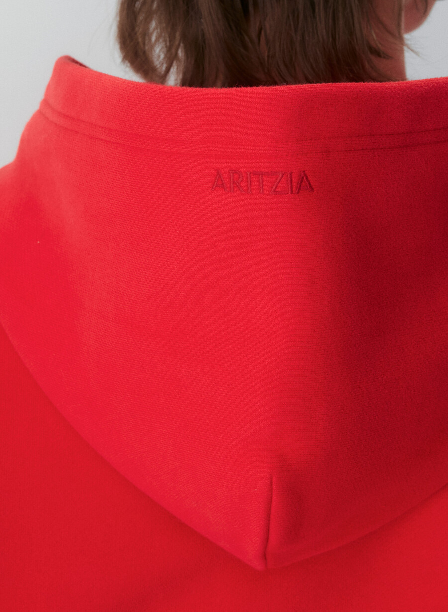 hanorac confortabil din fleece perfect crop roșu intermitent