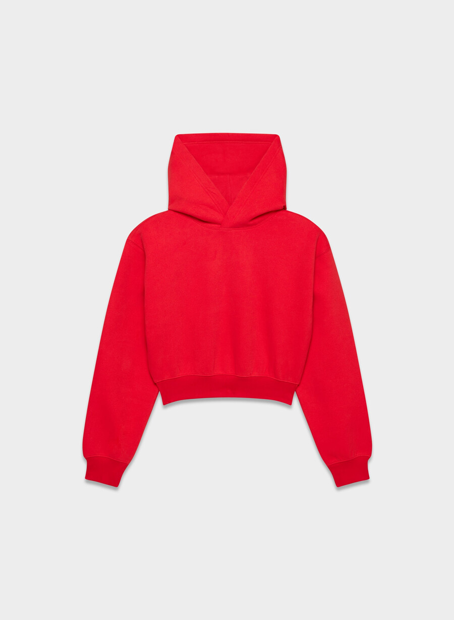 hanorac confortabil din fleece perfect crop roșu intermitent