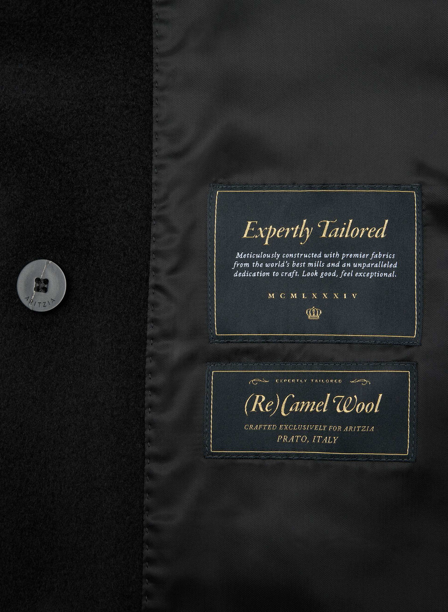 paltonul slouch - lână recamel negru