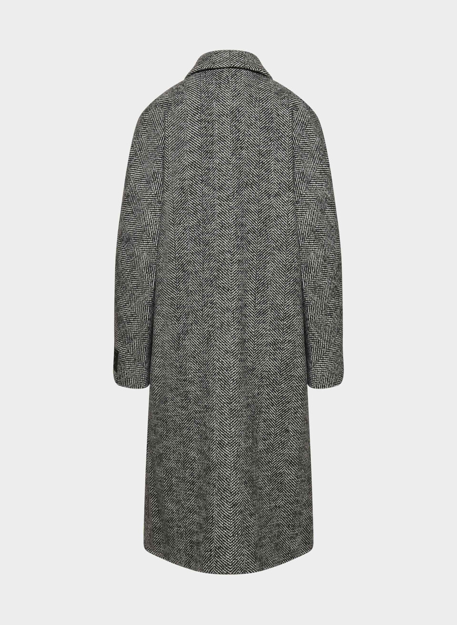paltonul the slouch - lână moale cașmir model herringbone negrualb