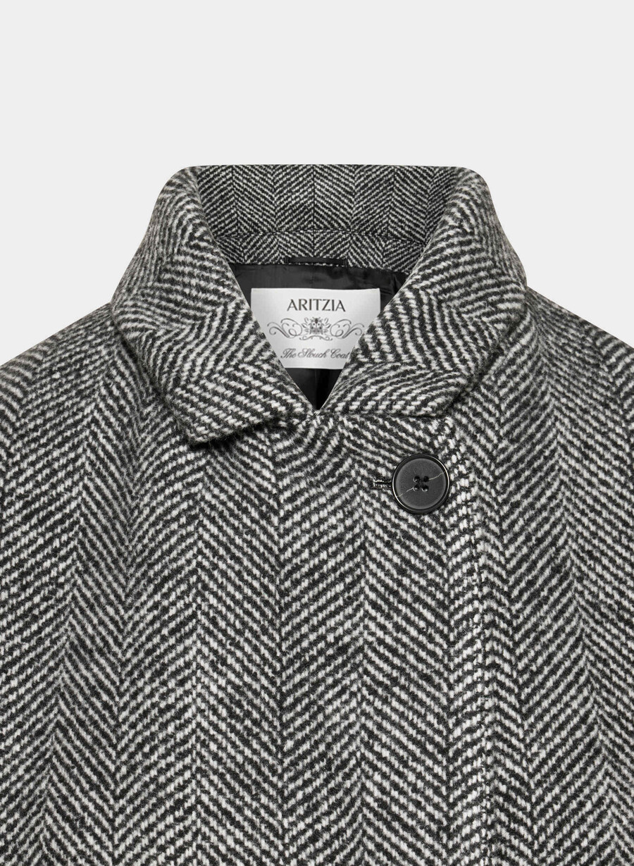 paltonul the slouch - lână moale cașmir model herringbone negrualb