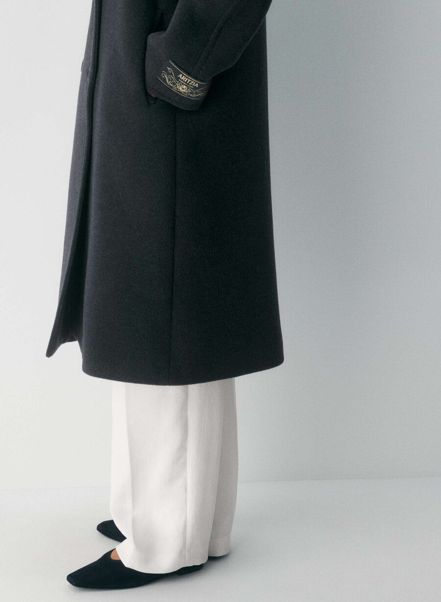 paltonul the slouch - lână moale cașmir negru heather
