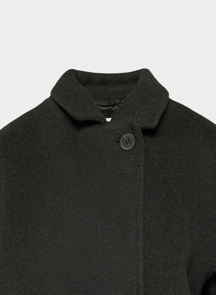 paltonul the slouch - lână moale cașmir negru heather