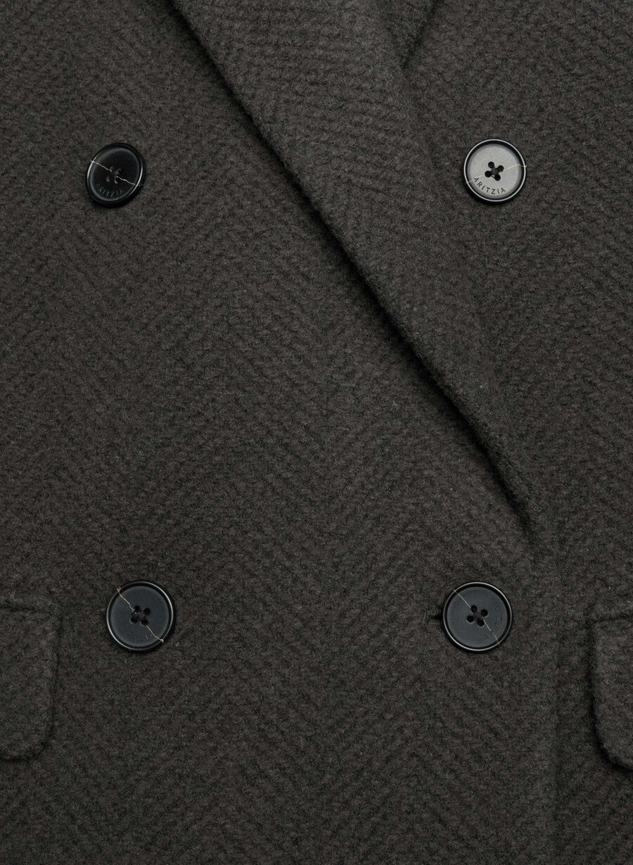 paltonul constant - lână moale cașmir model herringbone maro închisnegru
