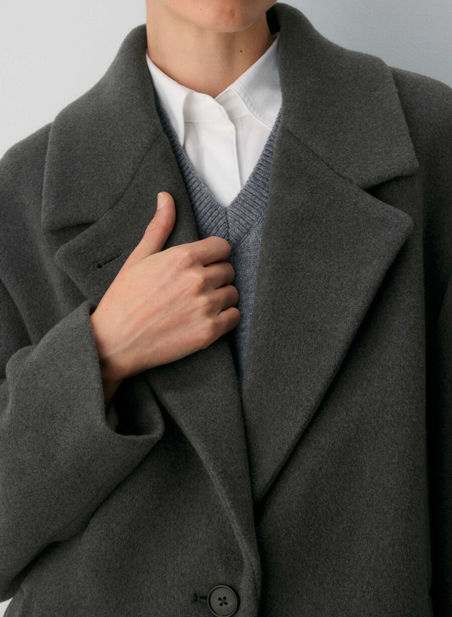 paltonul the only - lână moale cașmir heather charcoal