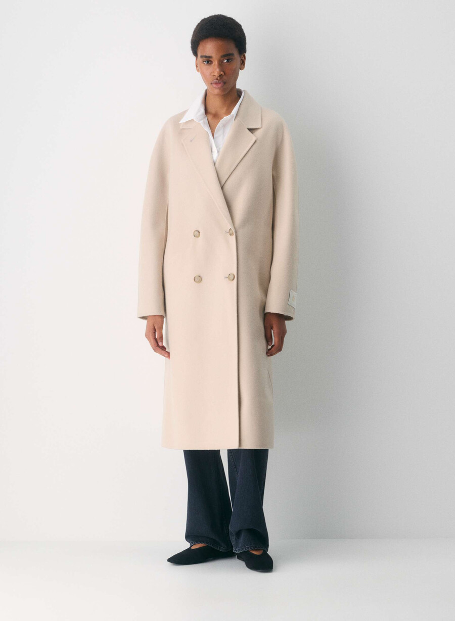 palton dublu the slouch - luxe rewool marcona bej
