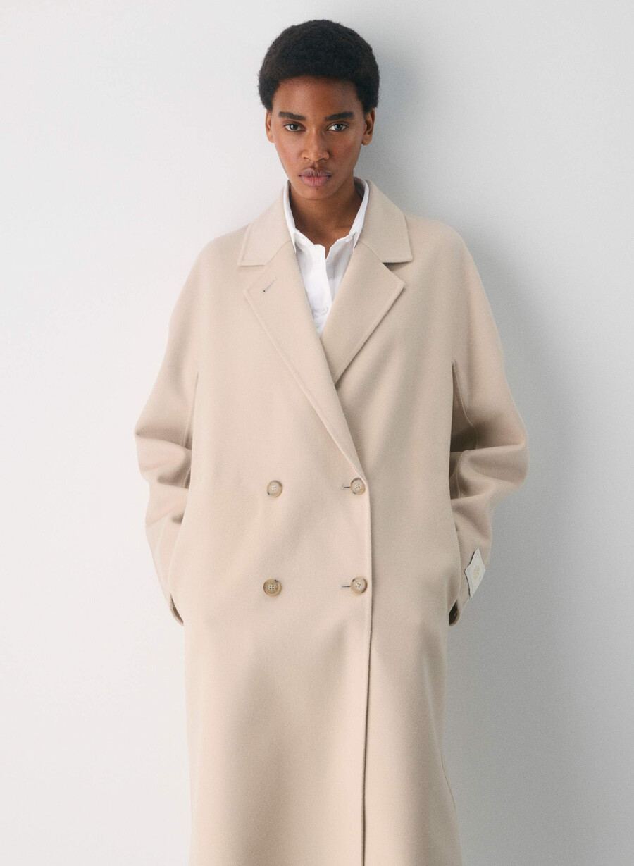 palton dublu the slouch - luxe rewool marcona bej