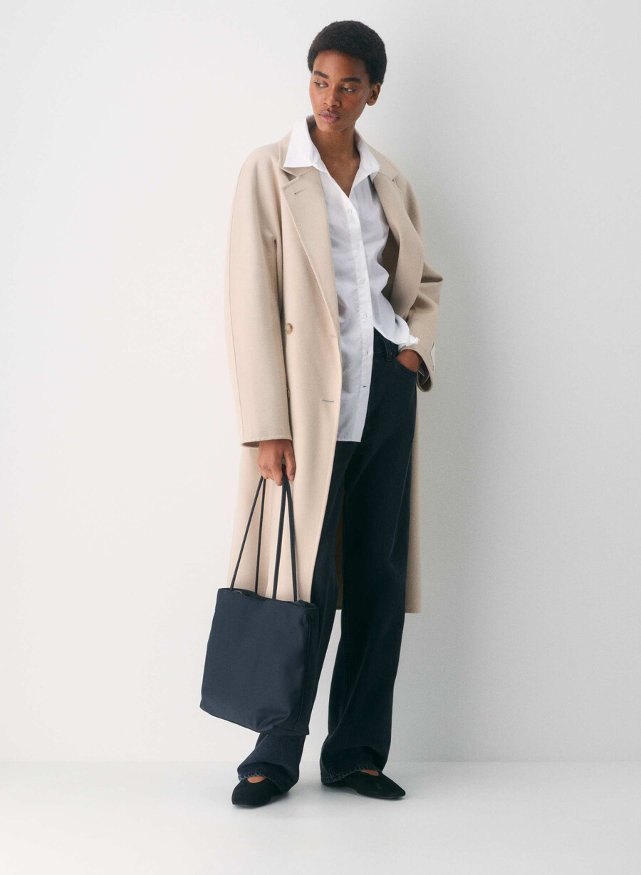 palton dublu the slouch - luxe rewool marcona bej