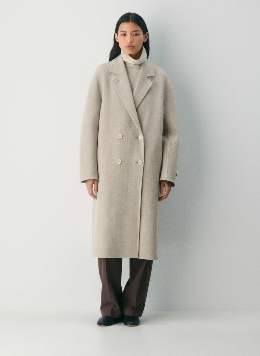palton dublu the slouch - luxe rewool kent hrgbn tan kmp