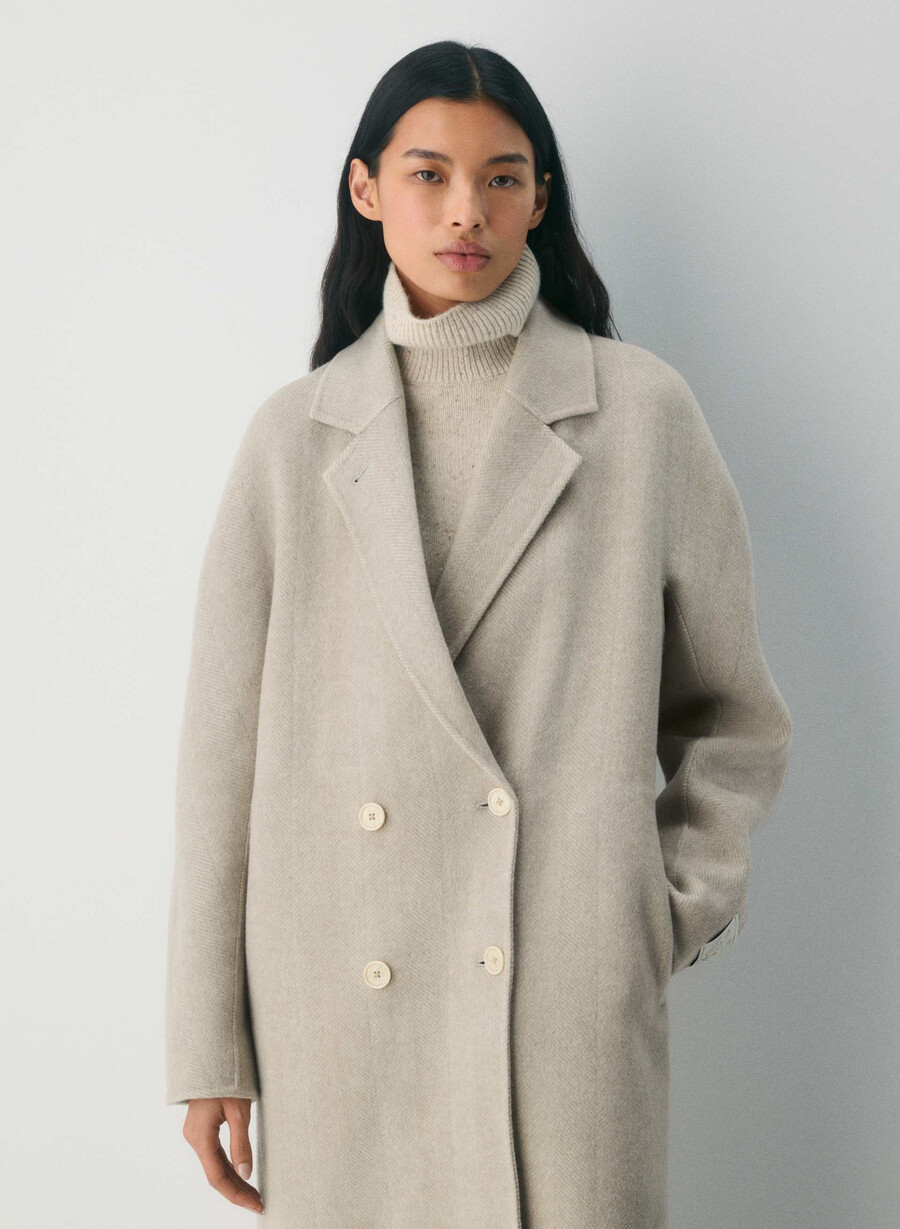 palton dublu the slouch - luxe rewool kent hrgbn tan kmp
