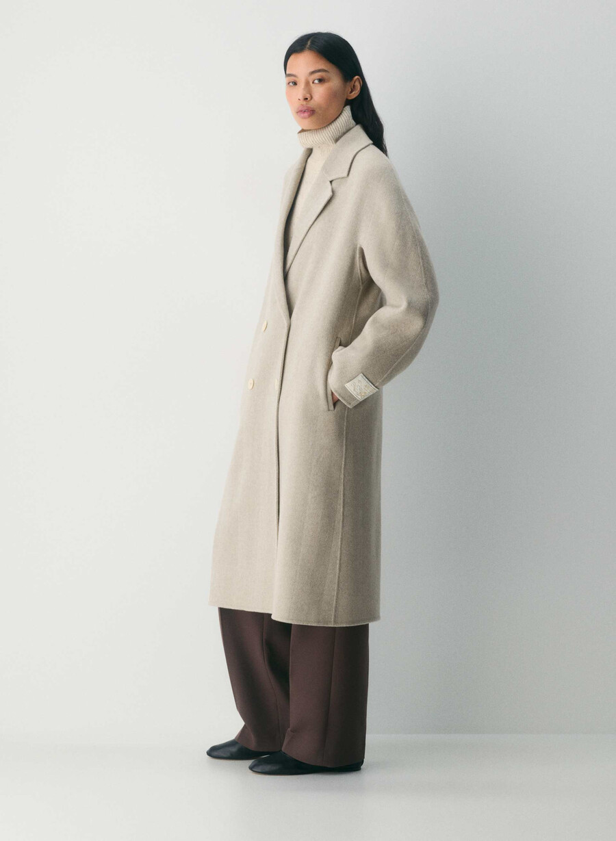 palton dublu the slouch - luxe rewool kent hrgbn tan kmp