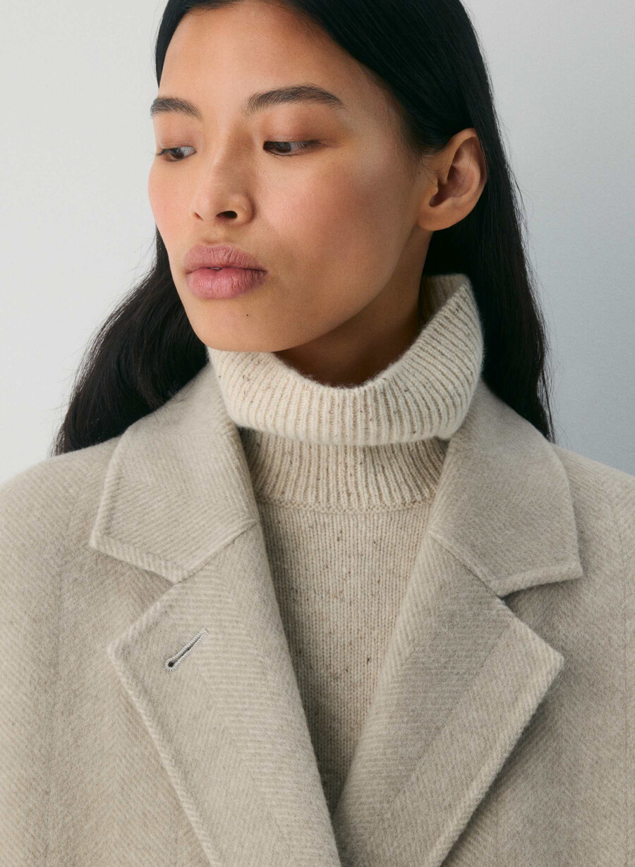 palton dublu the slouch - luxe rewool kent hrgbn tan kmp