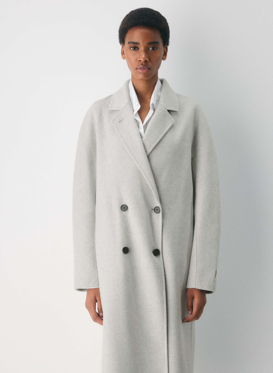 palton dublu the slouch - luxe rewool gri deschis heather