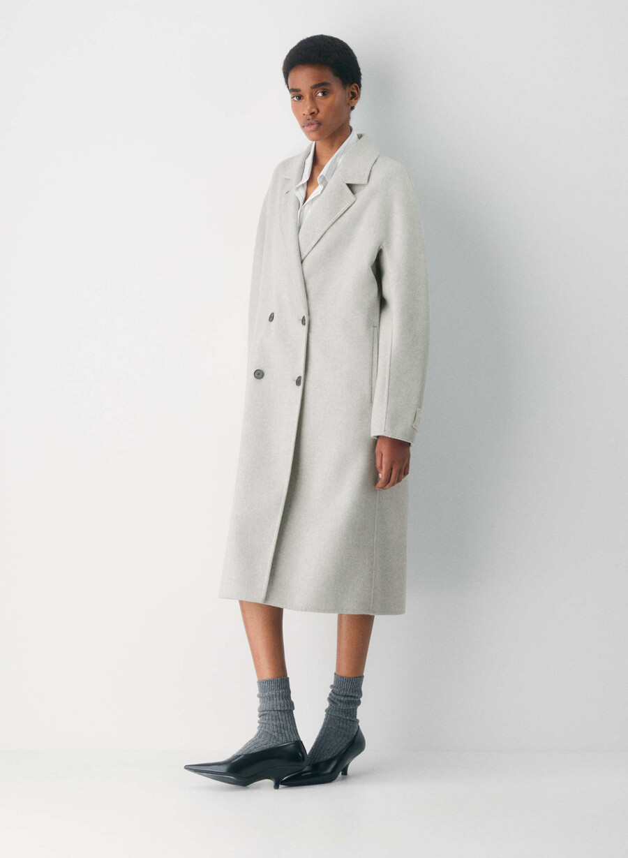 palton dublu the slouch - luxe rewool gri deschis heather