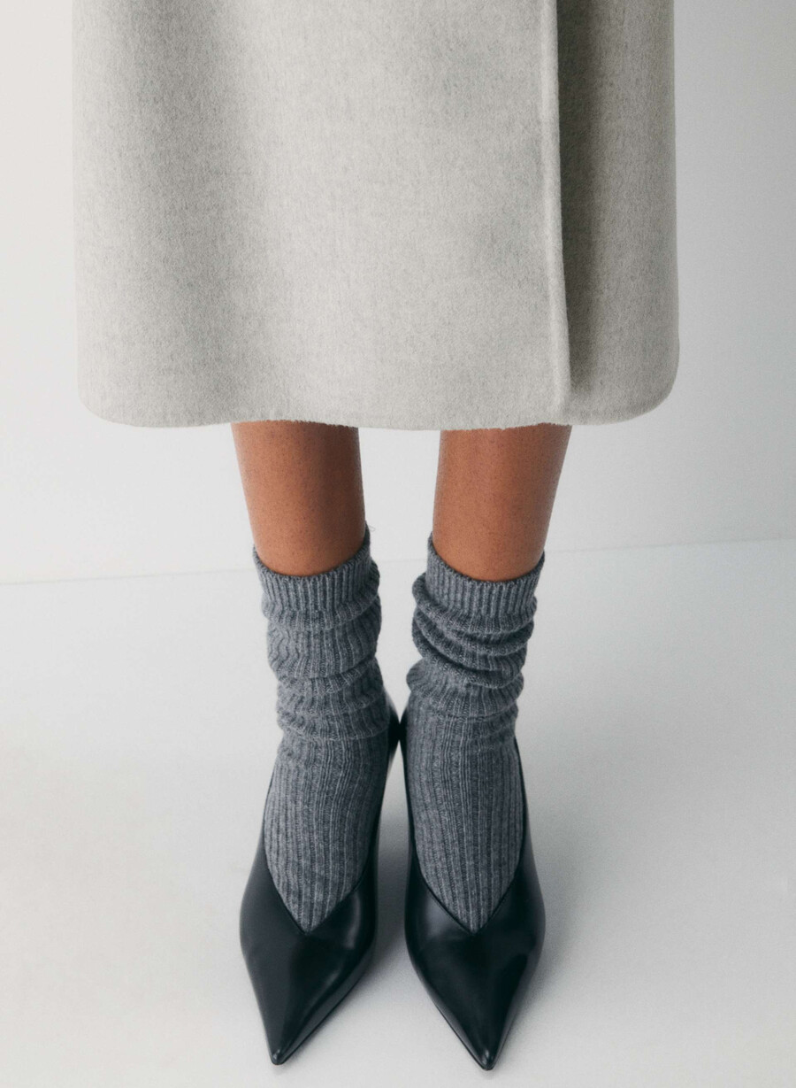 palton dublu the slouch - luxe rewool gri deschis heather