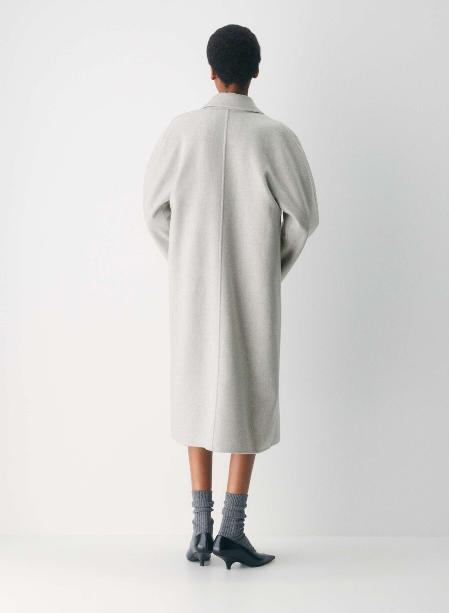 palton dublu the slouch - luxe rewool gri deschis heather