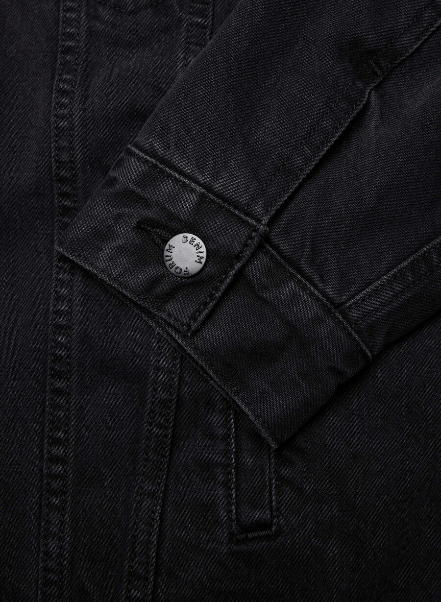 jachetă din denim vintage din sherpa din anii 90 denim forum cu tuș de ochi negru