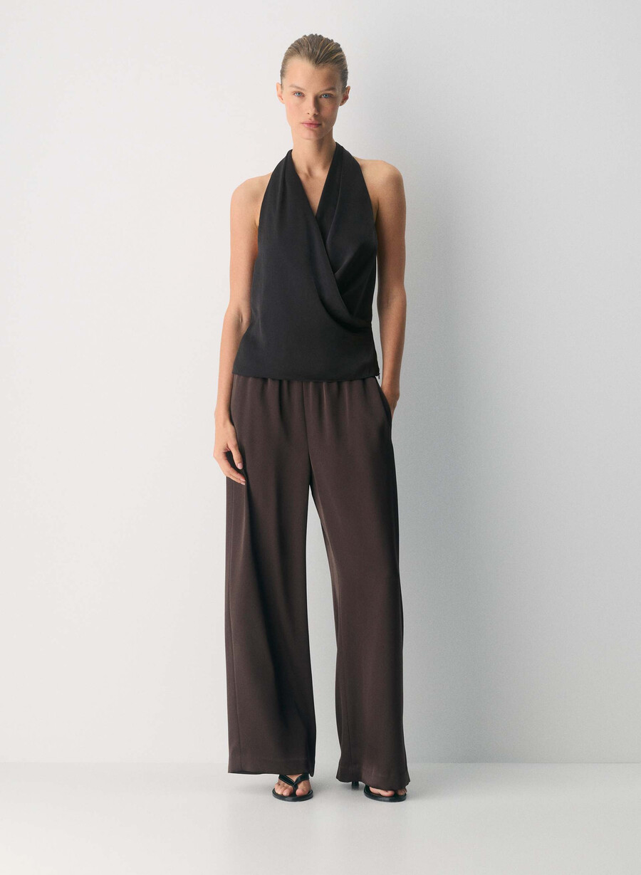 pantalonii lodge - satin maro mocha rich