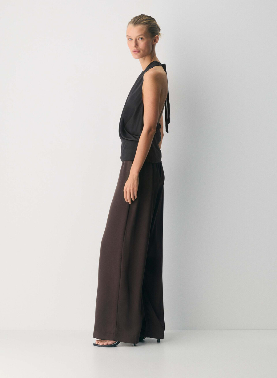 pantalonii lodge - satin maro mocha rich