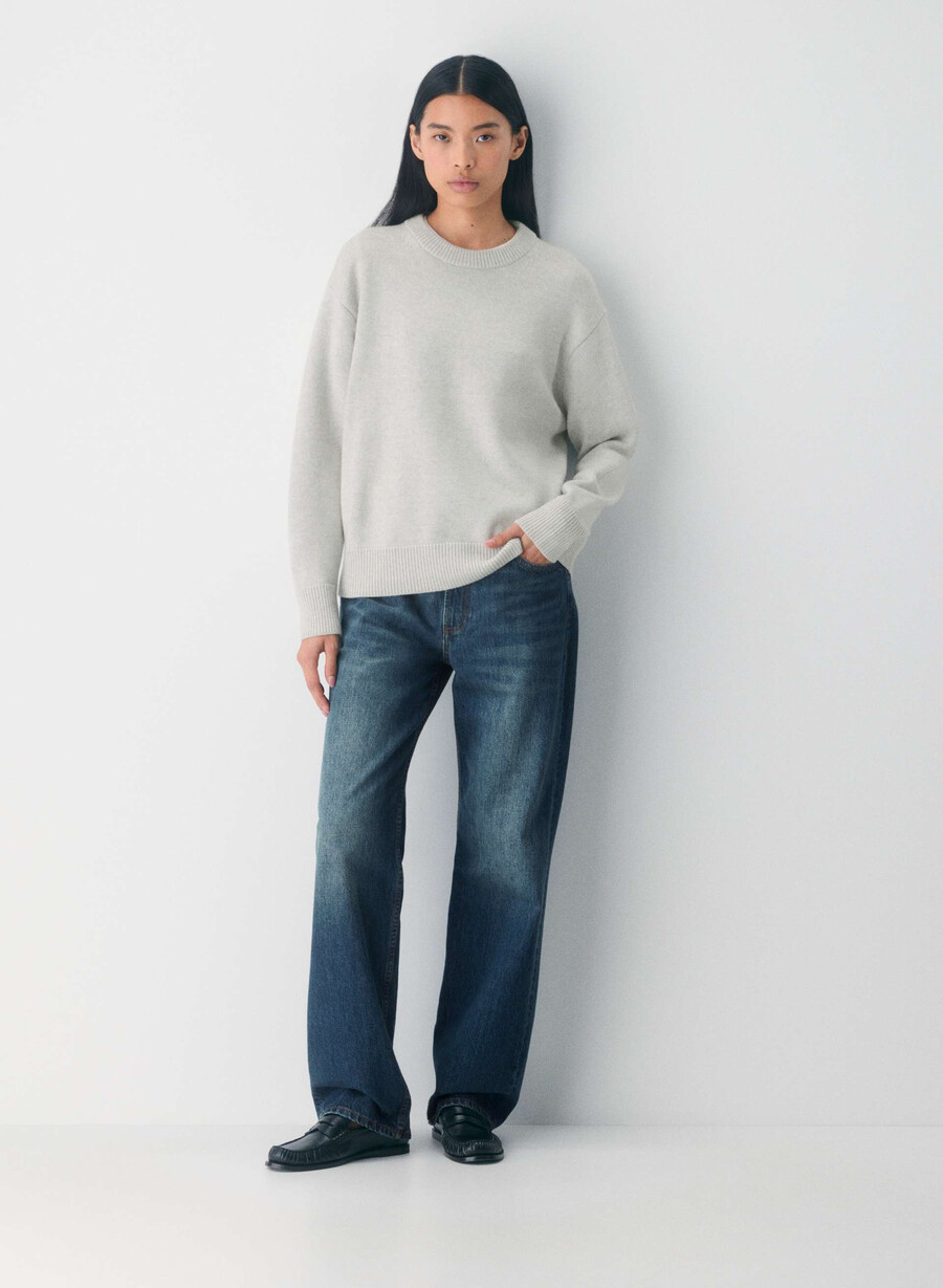 pulover esențial din lână merino heather carrara grey
