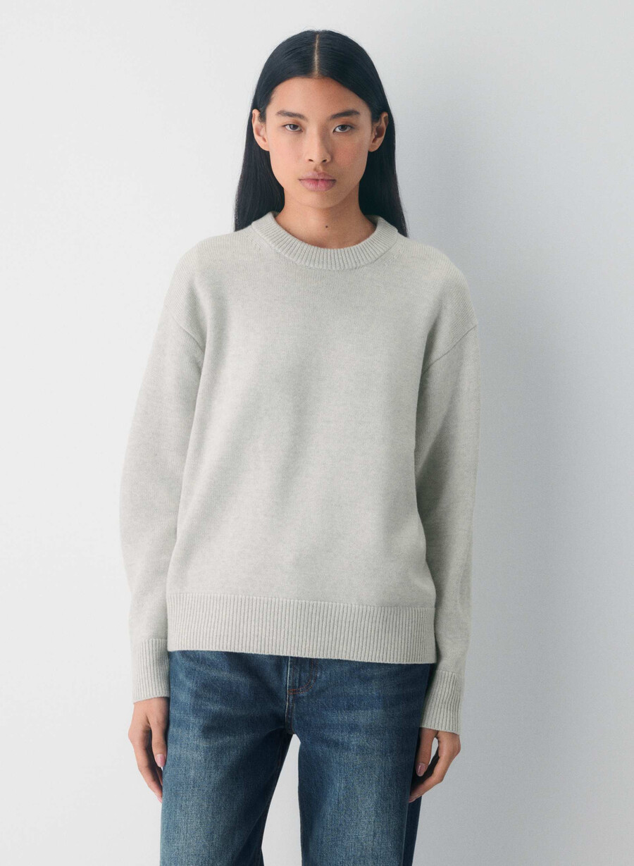 pulover esențial din lână merino heather carrara grey
