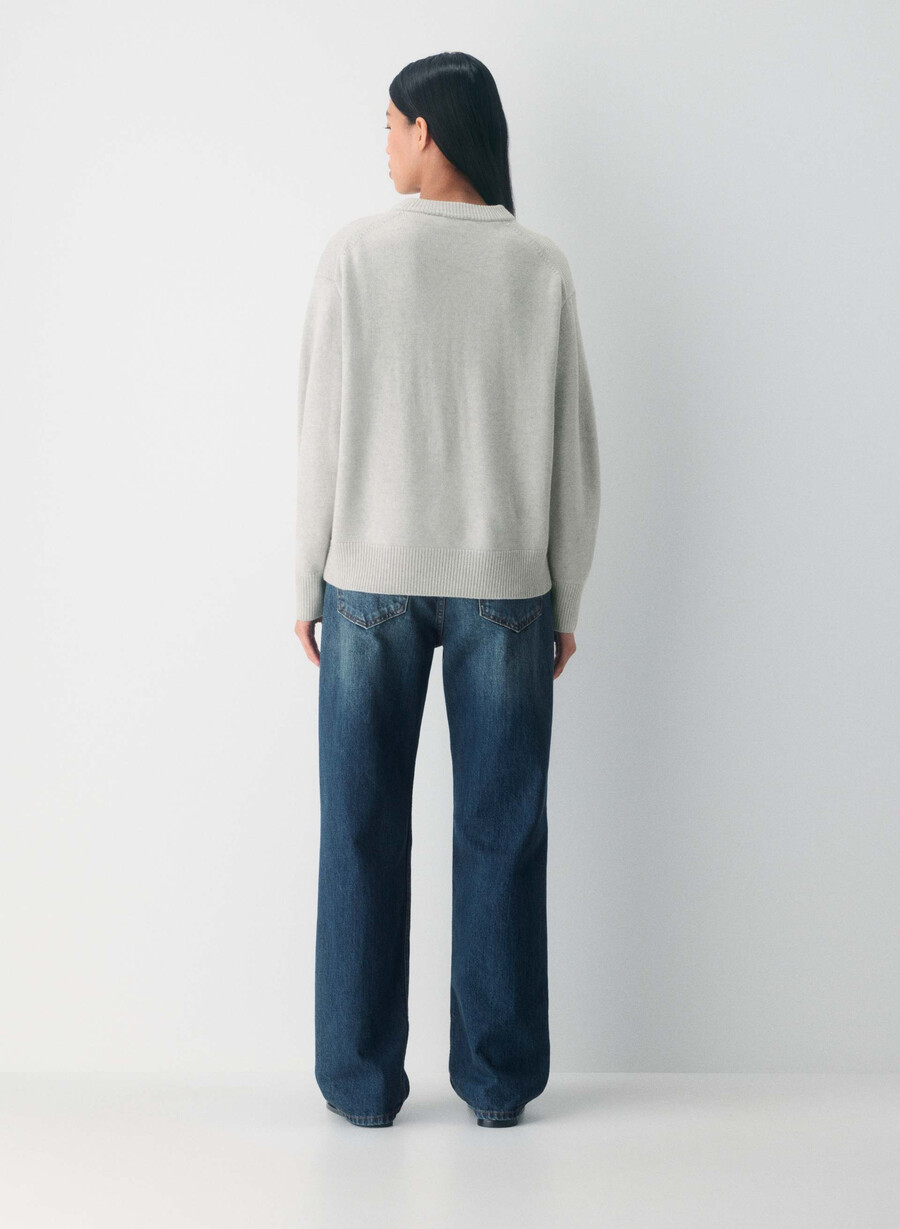 pulover esențial din lână merino heather carrara grey