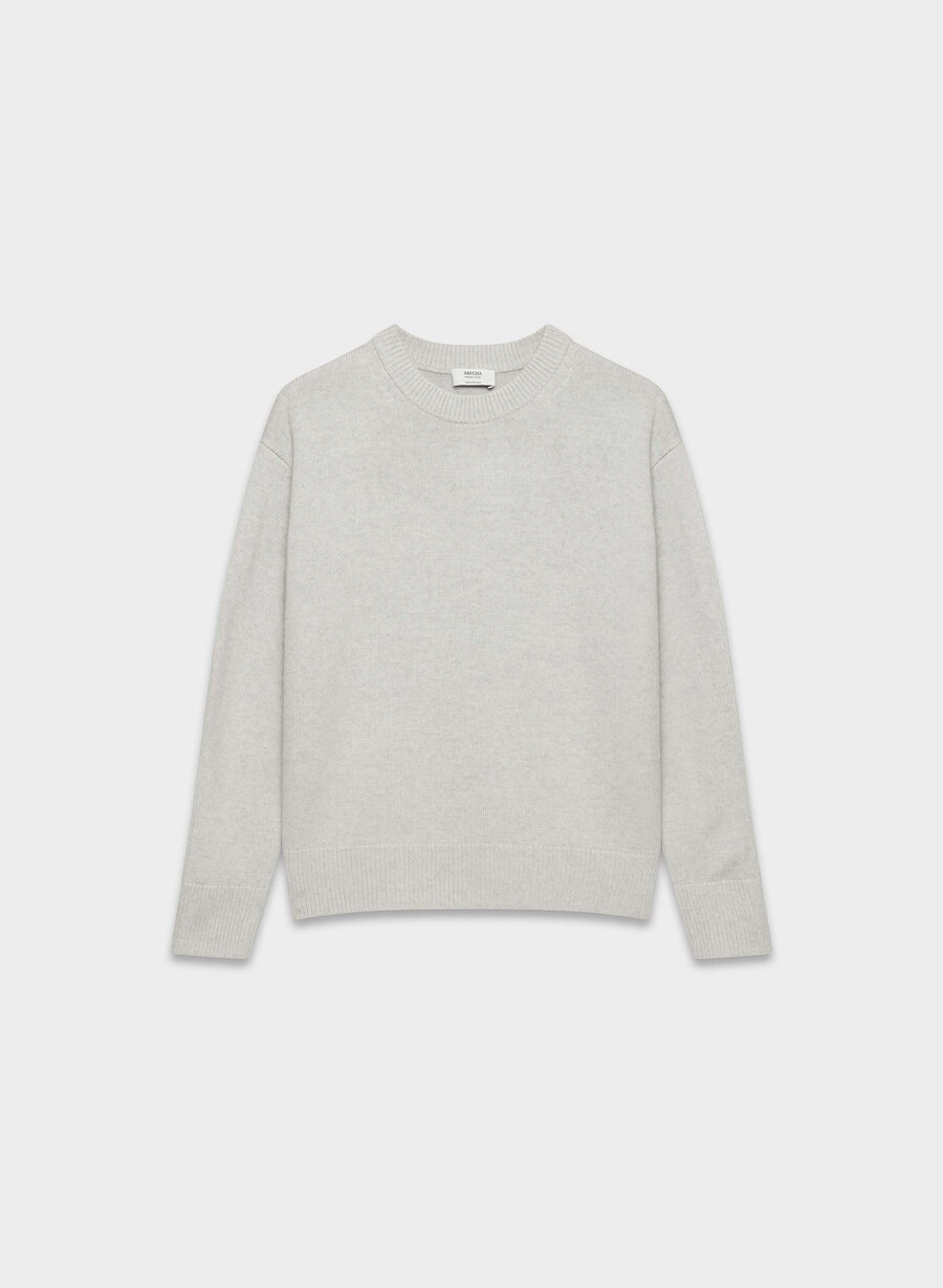 pulover esențial din lână merino heather carrara grey