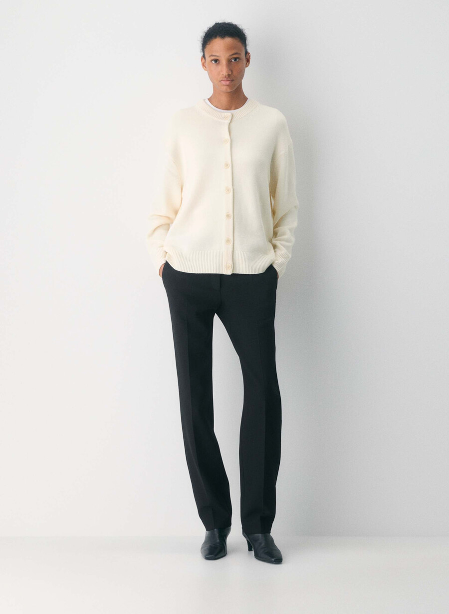 cardigan essential din lână merino negru